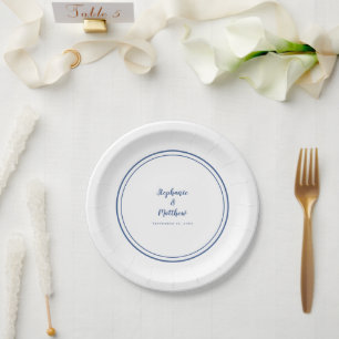 Modern Bride Groom Weddings Party Decor Blue White Papieren Bordje