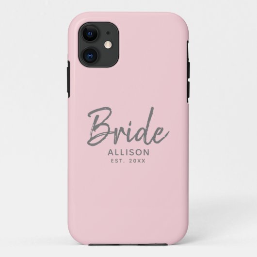 Modern Bride Script Blush roze grijs gepersonalise Case-Mate iPhone Case (Achterkant)