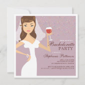 Modern Bride Wine Bachelorette Party Uitnodiging (Voorkant)