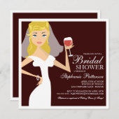 Modern Bride Wine Theme Bridal Shower Kaart (Voorkant / Achterkant)