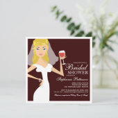 Modern Bride Wine Theme Bridal Shower Kaart (Staand voorkant)