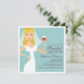 Modern Bride Wine Theme Bridal Shower Kaart (Staand voorkant)