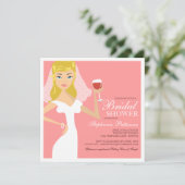 Modern Bride Wine Theme Bridal Shower Kaart (Staand voorkant)