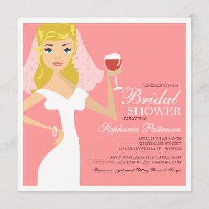 Modern Bride Wine Theme Bridal Shower Kaart