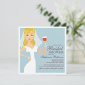 Modern Bride Wine Theme Bridal Shower Kaart (Staand voorkant)