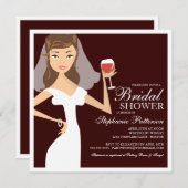 Modern Bride Wine Theme Bridal Shower Kaart (Voorkant / Achterkant)
