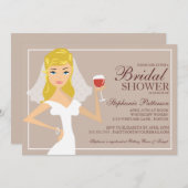 Modern Bride Wine Theme Bridal Shower Kaart (Voorkant / Achterkant)