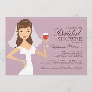 Modern Bride Wine Theme Bridal Shower Kaart