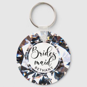 Modern Bridesmaid Diamond-script op maat Sleutelhanger