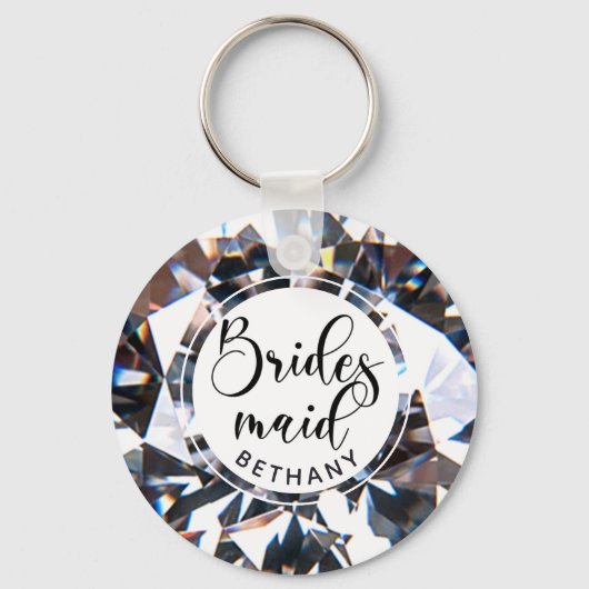 Modern Bridesmaid Diamond-script op maat Sleutelhanger (Voorkant)