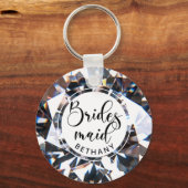 Modern Bridesmaid Diamond-script op maat Sleutelhanger (Voorkant)