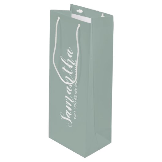 Modern Bridesmaid-voorstel Wijn Cadeautas (Voorkant Gekanteld)