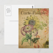 Modern Briefkaart voor het collage van bloemen (Voorkant / Achterkant)