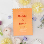 Modern Bright & Bold Gradient Oranje Bruiloft Kaart