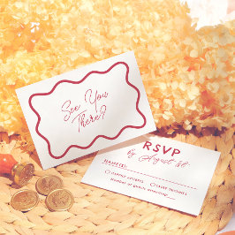 Modern Bright Colorful  Retro Wavy Frame Wedding RSVP Kaartje