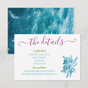 Modern Bright Floral Blue Pink Ocean Foto details Informatiekaartje