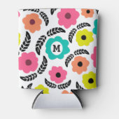 Modern Bright Flowers en Black Leaf Monogram Blikjeskoeler (Voorkant)