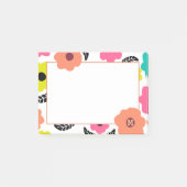 Modern Bright Flowers en Black Leaf Monogram Post-it® Notes (Voorkant)