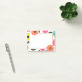 Modern Bright Flowers en Black Leaf Monogram Post-it® Notes (Kantoor)