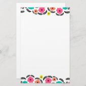 Modern Bright Flowers en zwart Leaf Briefpapier (Voorkant / Achterkant)