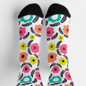 Modern Bright Flowers en zwart Leaf Sokken (Top)