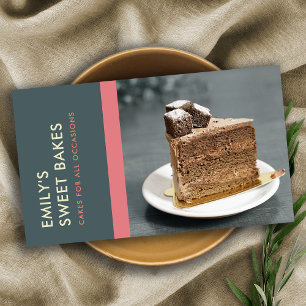 MODERN BRIGHT FUN PINK GRAY BLUE BAKERY CHEF FOTO VISITEKAARTJE