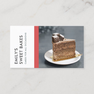 MODERN BRIGHT FUN RED GRAY BAKERY CHEF FOTO VISITEKAARTJE
