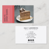 MODERN BRIGHT FUN RED PINK BAKERY CHEF FOTO VISITEKAARTJE (Voorkant / Achterkant)
