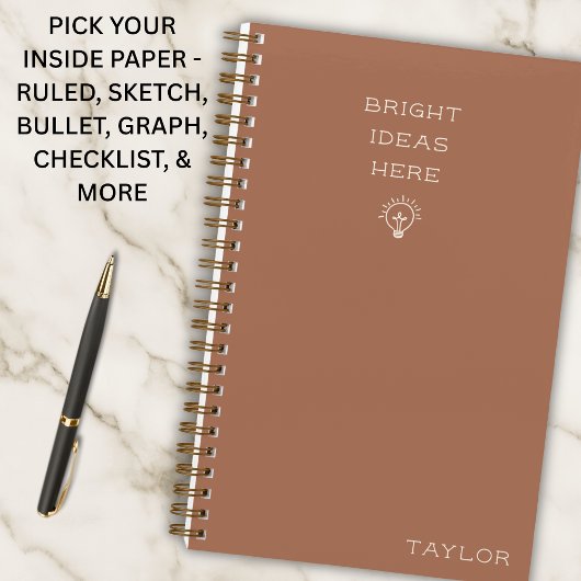 Modern Bright Ideas Personalized Name Terracotta Notitieboek