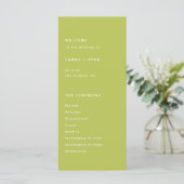 Modern Bright Lime Green Wedding Ceremony Programma (Staand voorkant)