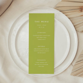 Modern Bright Lime Green Wedding Menu