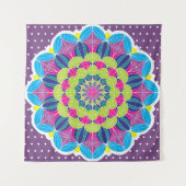 Modern Bright Neons Mandala en Stippen Wandkleed (Voorkant)