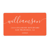 Modern Bright Oranje familie retouradres Etiket (Voorkant)