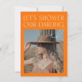 Modern Bright Oranje foto Vrijgezellenfeest Kaart (Voorkant)