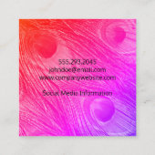 Modern Bright Peacock Feathers Vierkante Visitekaartje (Achterkant)