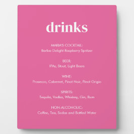 Modern Bright Pink Girly Drinken Tafelblad Teken Fotoplaat