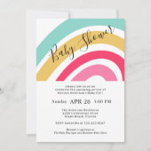 Modern Bright Rainbow Baby shower voor Meisje Kaart (Voorkant)
