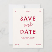 Modern Bright Retro Wavy Frame Photo Wedding Save The Date (Voorkant)