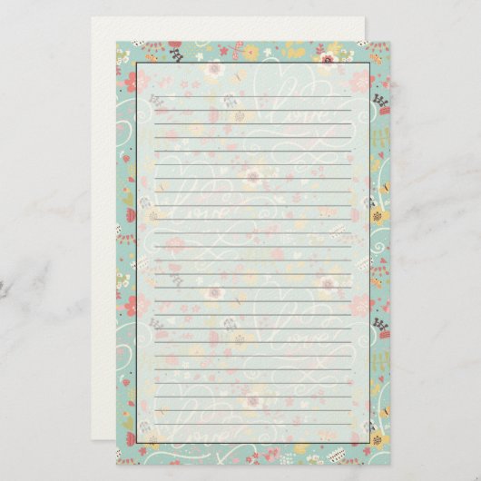 Modern Bright Romantisch patroon Briefpapier (Voorkant / Achterkant)