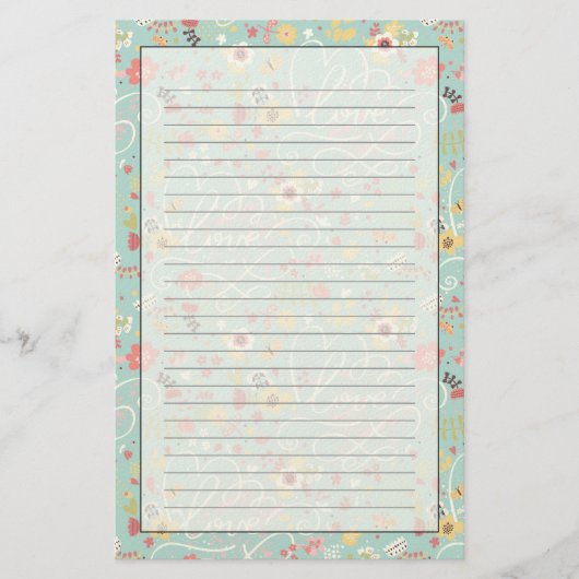 Modern Bright Romantisch patroon Briefpapier (Voorkant)