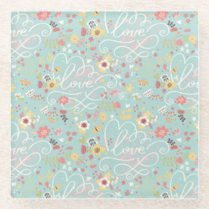 Modern Bright Romantisch patroon Glazen Onderzetter