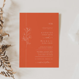 Modern Bright Sinaasappel Flower Wedding Invitatio Kaart