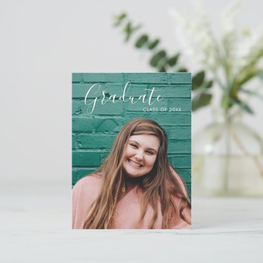 Modern BrightStor Editable Photo Afstuderen Aankondigingskaart (Staand voorkant)