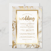 Modern Bronze & Marble Wedding Magnetische Uitnodiging (Voorkant)
