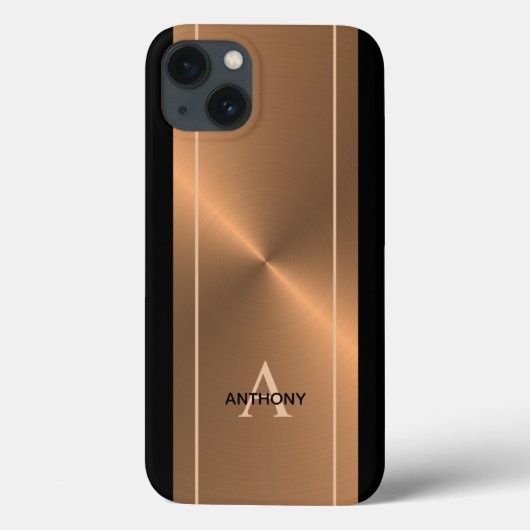 Modern Bronze Metallic Black - Aangepaste Mannen Case-Mate iPhone Case (Achterkant)