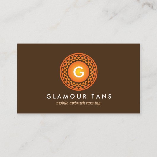 MODERN BRONZEN ZON LOGO MONOGRAM voor TANNING SALO Visitekaartje (Voorkant)