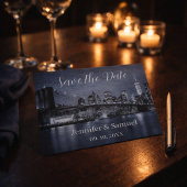 Modern Brooklyn Bridge NYC Navy Blue Cityscape