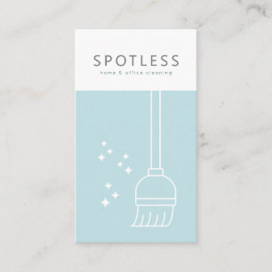 Modern Broom Light Blue Cleaning Service (standaar Visitekaartje