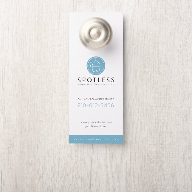 Modern Broom Logo Blue Cleaning Service (Op knop)