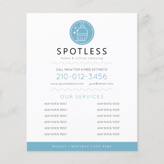 Modern Broom Logo Blue Cleaning Service Flyer (Voorkant)